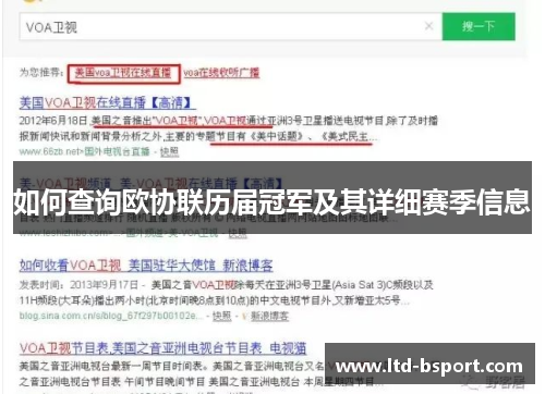 如何查询欧协联历届冠军及其详细赛季信息